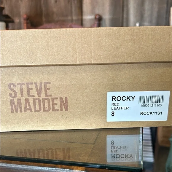 Steve Madden Red Combat Boots with Buckles - Picture 2 of 7